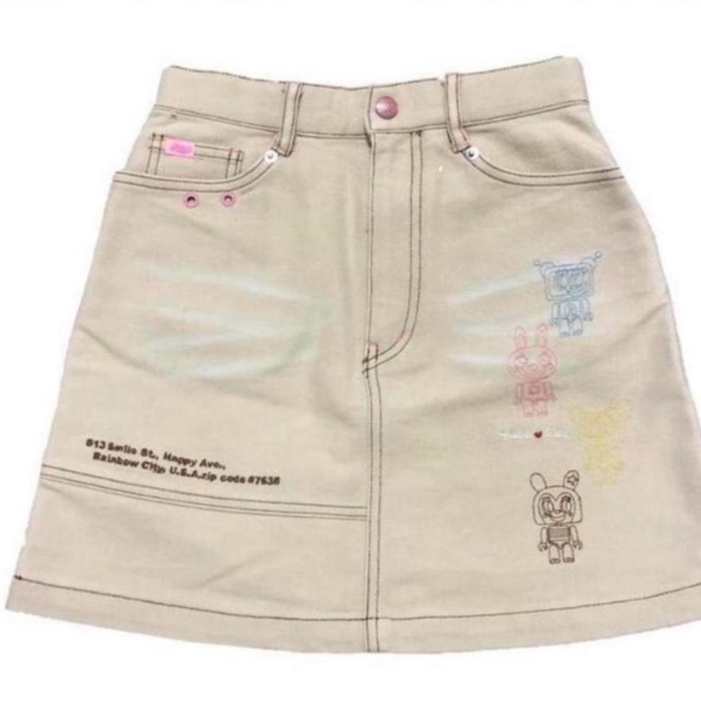 Angel Cream A-line Mini Skirt Casual